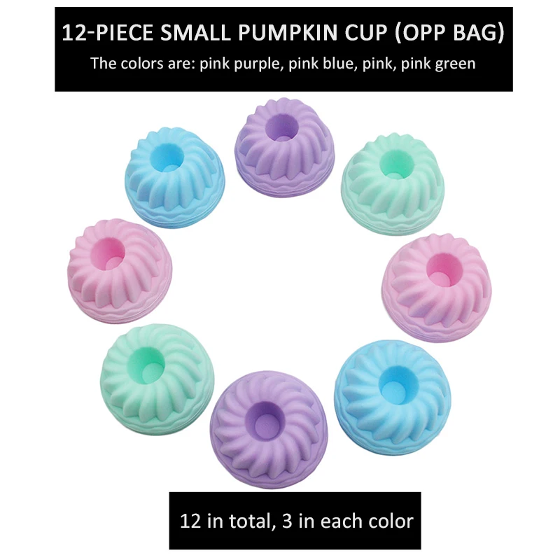

3D Halloween Pumpkin 12 Pcs/Set Shape Cake Cup Silicone Muffin Cake Mold Baking Tool Household Kitchen Baking Cake Mould Tools