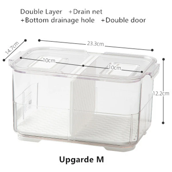 Upgarde M PET Crisper с крышкой кухонный холодильник стеллаж для хранения морозильник ящик для хранения прозрачный контейнер для пищевых продуктов овощи фрукты свежий ящик - Цвет: Upgarde M