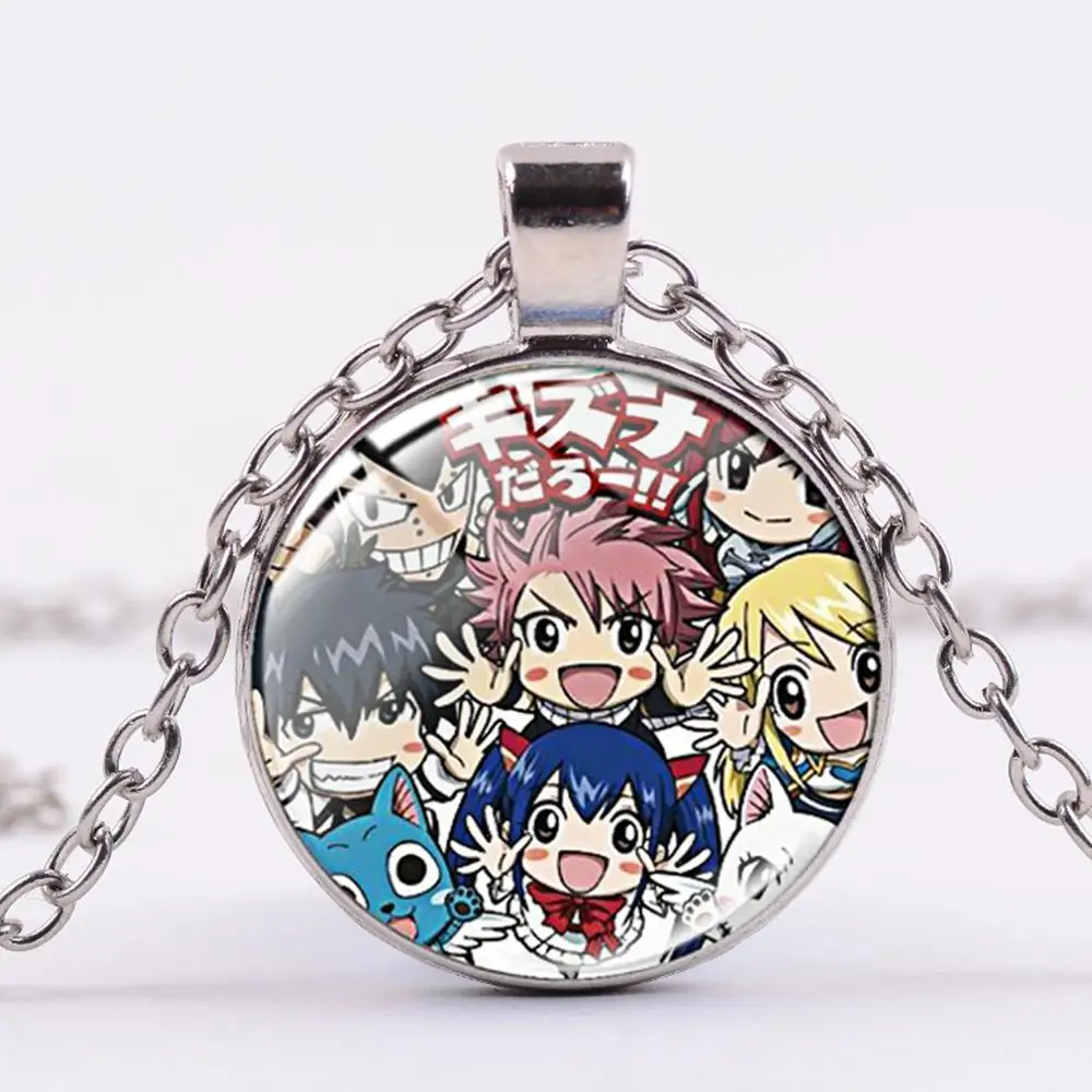 Горячее аниме ожерелье с хвостом Феи для мужчин и женщин стеклянный кабошон