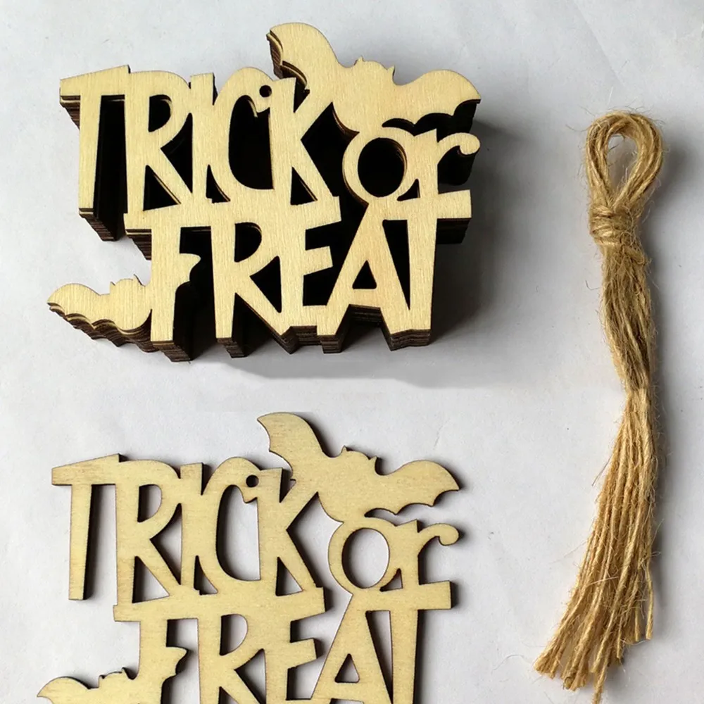 10 шт. Хэллоуин деревянные фишки трюк или лечения тарелки в форме букв доска кошка