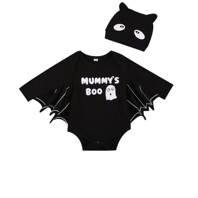 

Костюм на Хэллоуин для маленьких мальчиков, боди с рукавами «летучая мышь» + шапочка для новорожденных, костюм для костюмированной вечеринк...