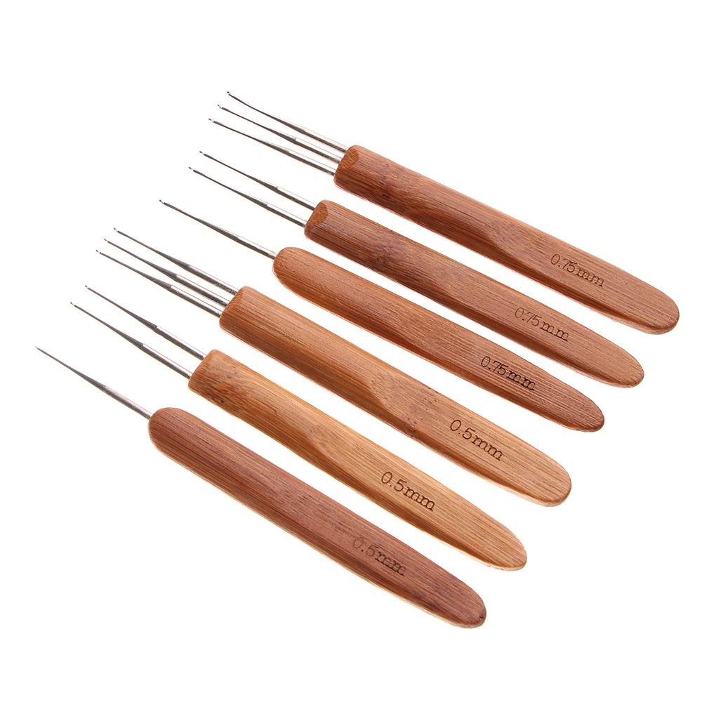 Бамбуковая игла дредлока инструмент для рукоделия вязания крючком 0 5 мм 75