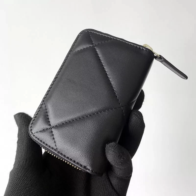 

Fast Delivery Luxury Brand Women's Leather Coin Purse Men's Zipper Sheepskin Wallet Short Check Card Case with Box Classic