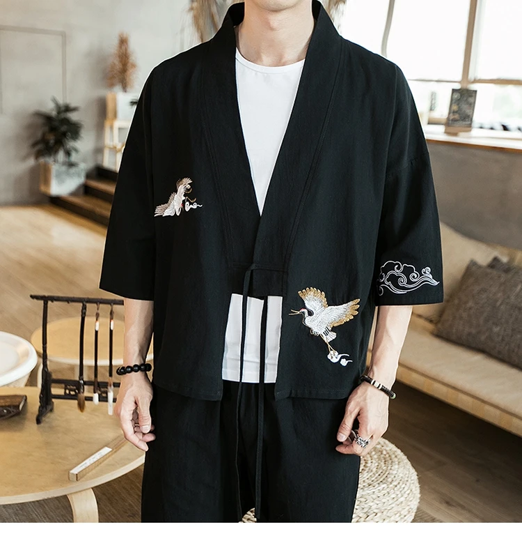 2019 Men Streetwear Chinese Style Mens Summer Funny Embroidery Harajuku Male Clothing Casual Male Trench Coat