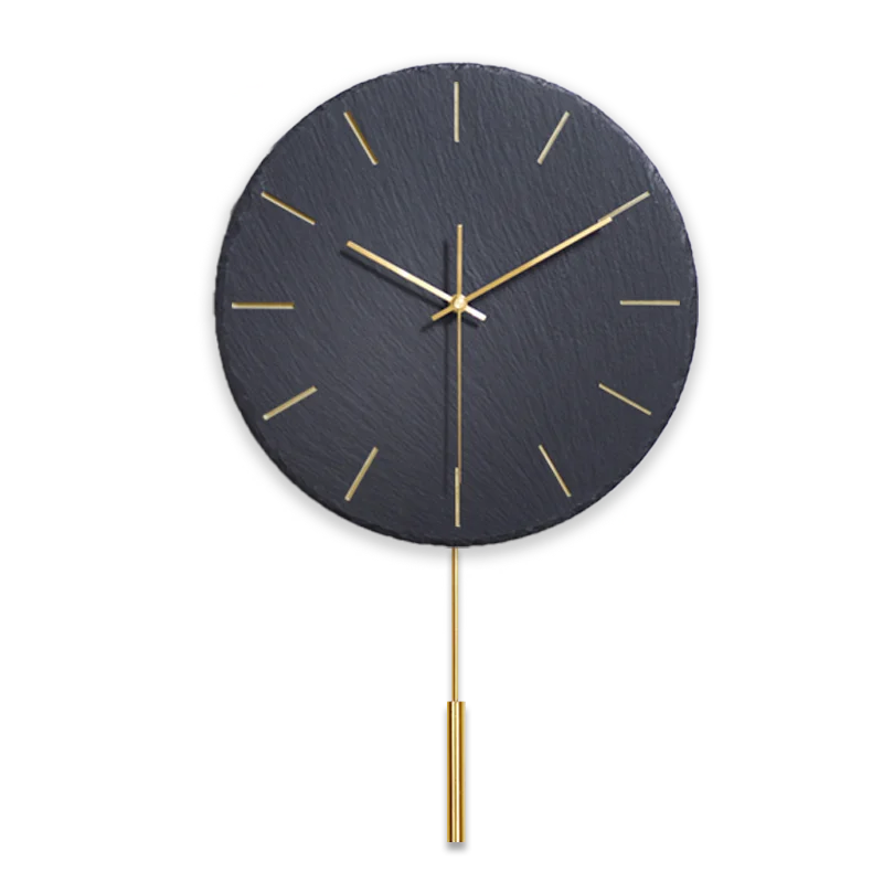 

12 дюймов Творческий Сланец настенные часы Ins простой Black Rock настенные часы Гостиная Современный художественный Декор 10 дюймов повесить часы