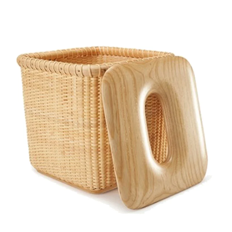 

Rattan Tissue Box Pastoral Style Handmade Square Rattan Wooden Cover Tissue Box