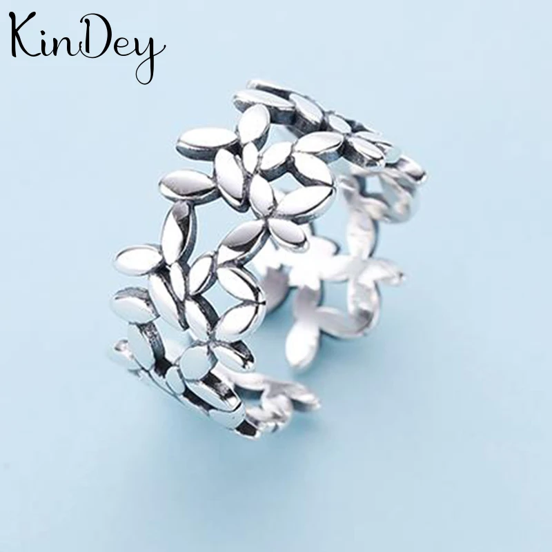 Kindey индивидуальное серебряное кольцо с большим листом для женщин обручальное