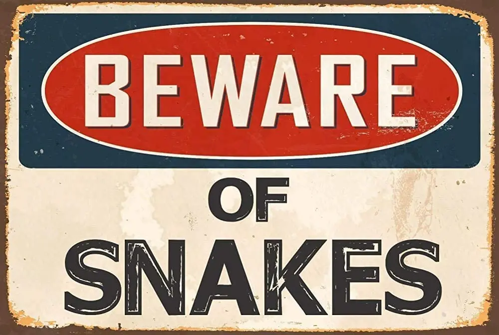 

Beware of Snakes Metal Tin Sign 12x16 Inch Home Kitchen Bedroom Bar Sign Decoration