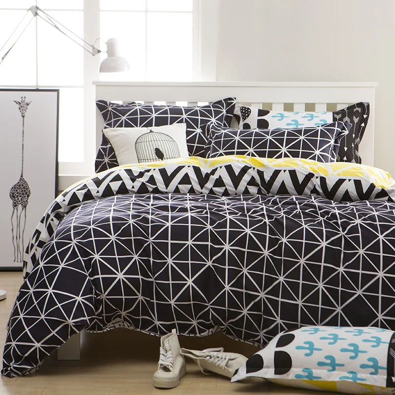 Модные Полосатые комплекты постельного белья из 100% хлопка для