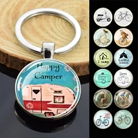 esspoc anime bus bike bicycle keychain doubles sides glass cabochon keychains for women jewelry trendy accessories wholesale
