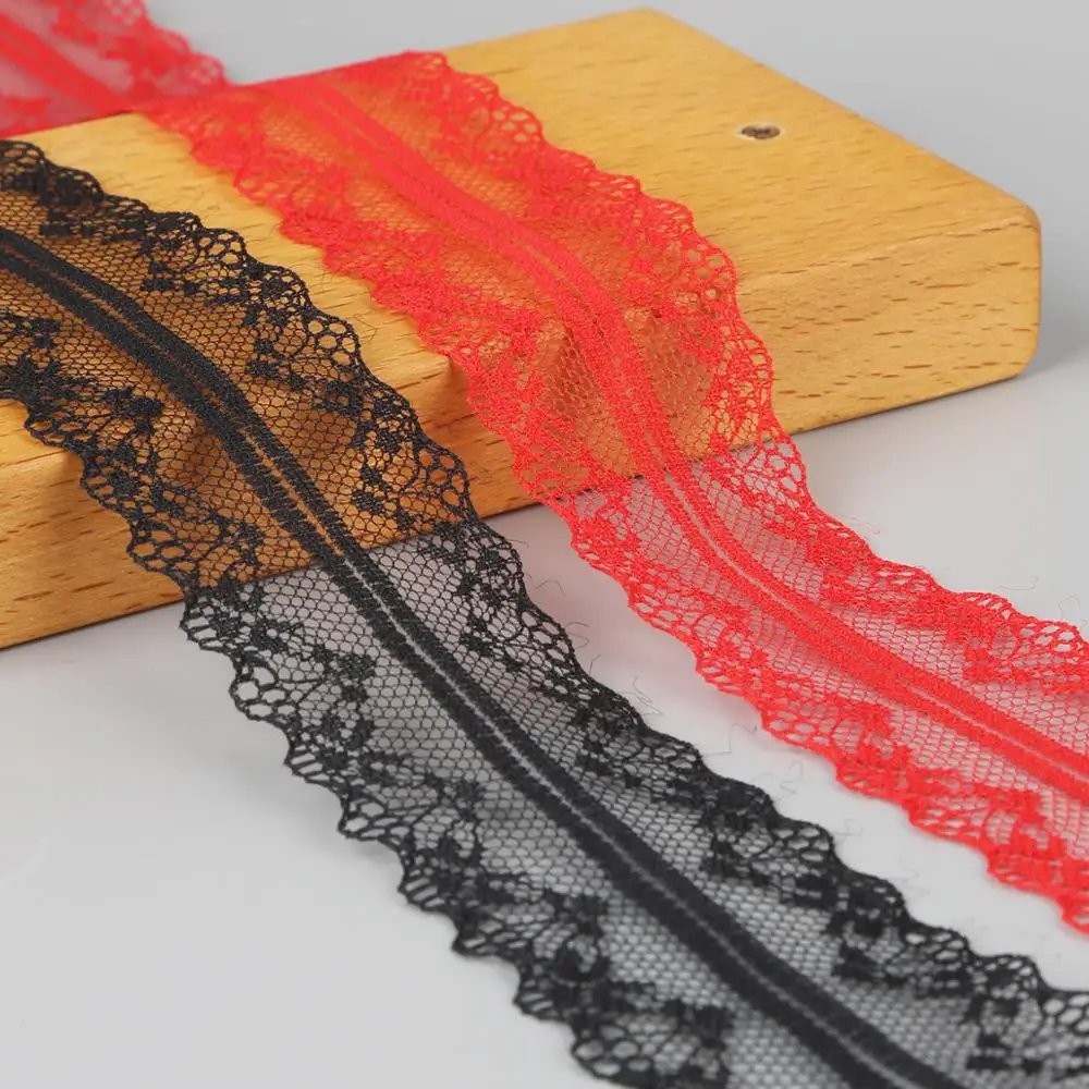 Эластичная эластичная кружевная лента 40 мм широкая белая вышитая хлопковая