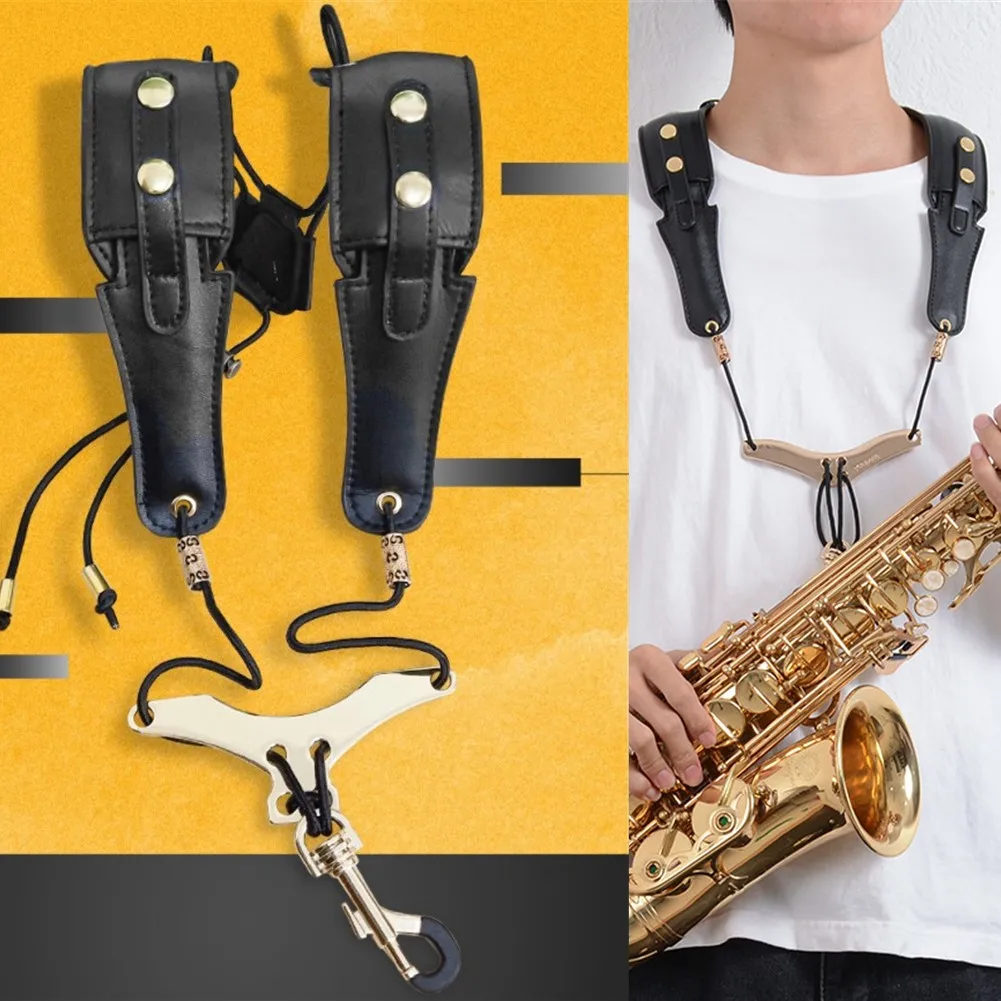 

Мягкий кожаный ремень Sax для взрослых и детей, двойное плечо для саксофона на шею, ремешки со стальным крючком, регулируемые для Alto Tenor Soprano Sax