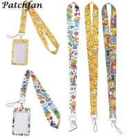 ad432 patchfan cartoon lanyard keychain keys badge id mobile phone rope kids gifts lanyard with card holder cover