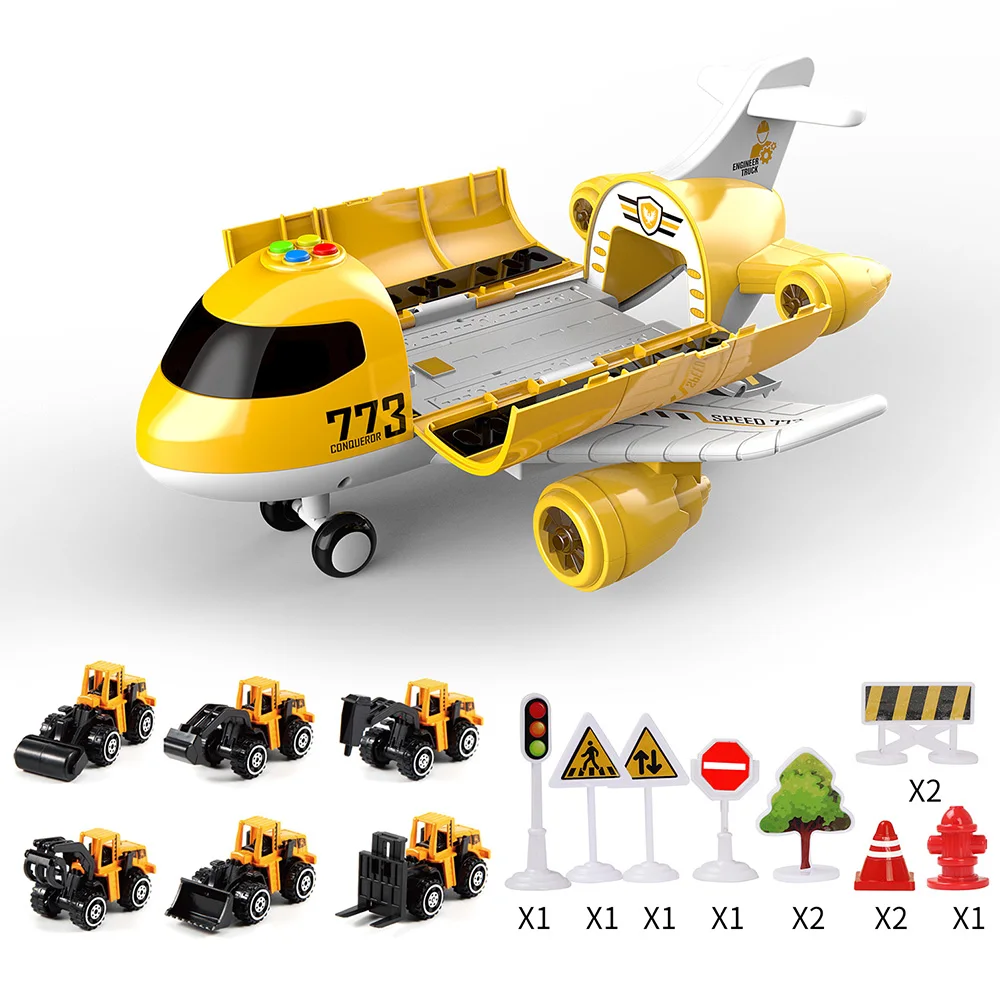 

Toys Aircraft Storage Model with Music Simulation Track Inertia Airplane Engineering Car Parking Boys Toy for Kids Gift