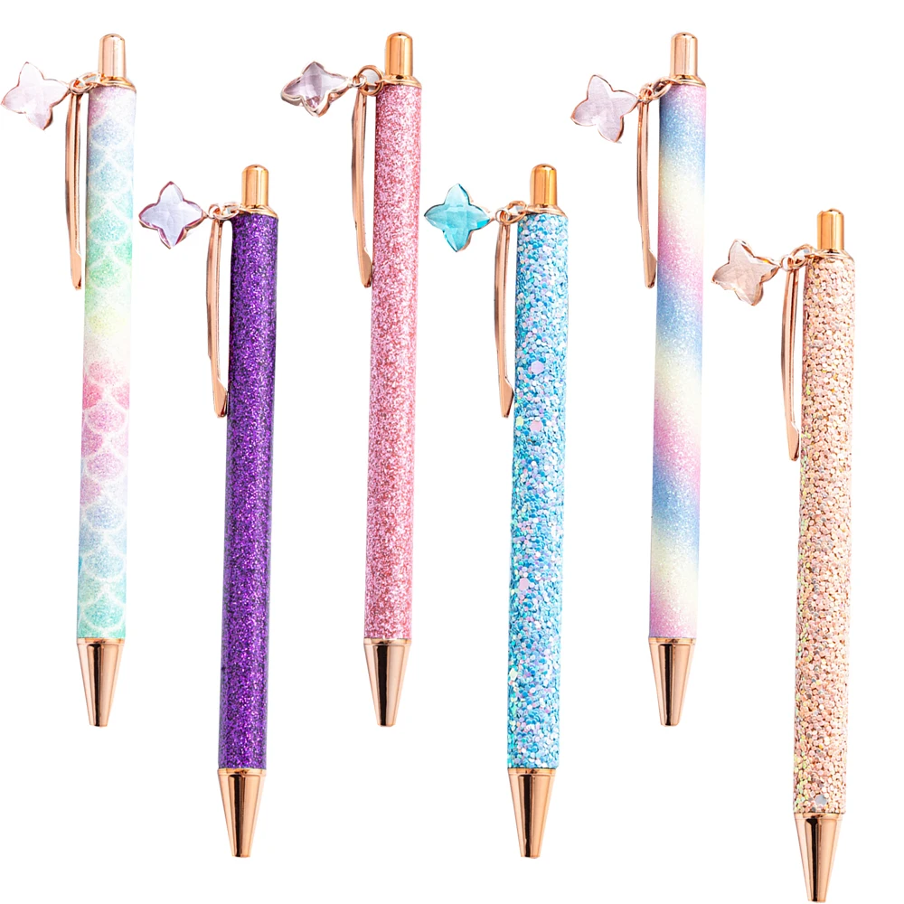 

1Pc Metal Press Ballpoint With Four-leaf Clover Pendant For Christmas Wedding Birthday Gift Pen Home Office School Stationery
