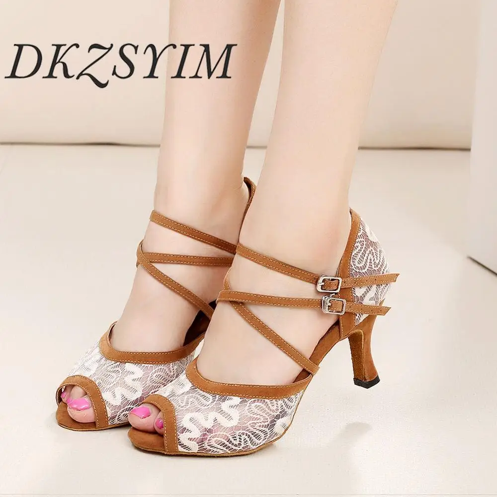 Женские туфли для танго DKZSYIM вечерние атласные с мягкой подошвой и сеткой