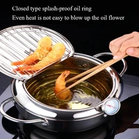 kitchen deep frying pot mini fryer pan stainless steel temperature control fried chicken pot cooking tools dining bar cookware