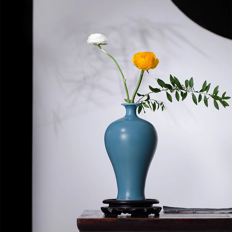 Имитация Ru печи глазури небесно голубая ваза Meiping Изысканная антикварная