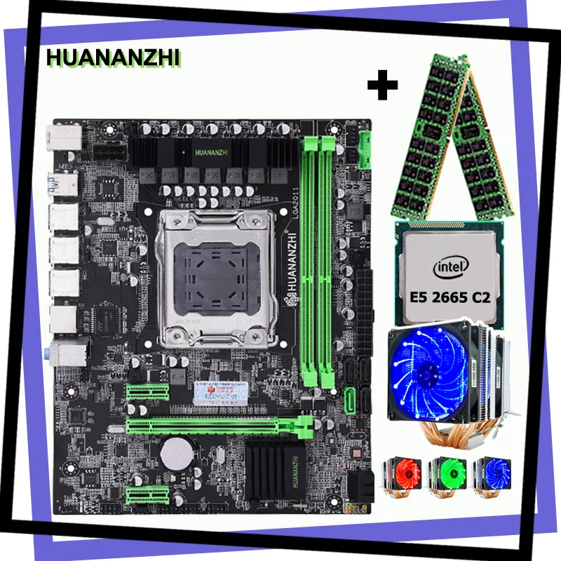 Bestellen Hoch Empfehlen HUANANZHI X79 Motherboard CPU RAM Combos Intel Xeon E5 2665 C2 RAM 8G(2*4G) DDR3 REG ECC 6 Heatpipes Kühler