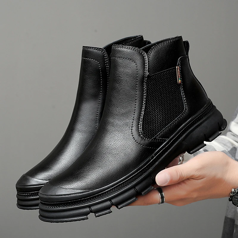 Мужские Ботильоны из натуральной кожи уличные мотоциклетные ботинки челси