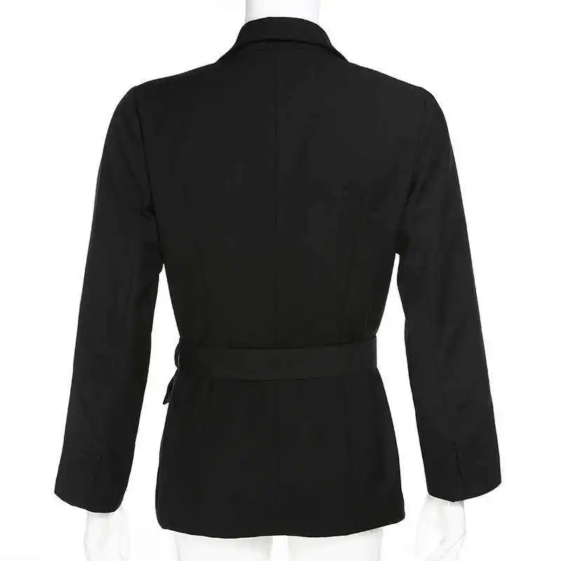Weekeep черный длинный Noteched блейзер Feminino с длинным рукавом модная уличная одежда блейзер с поясом женские блейзеры и куртки