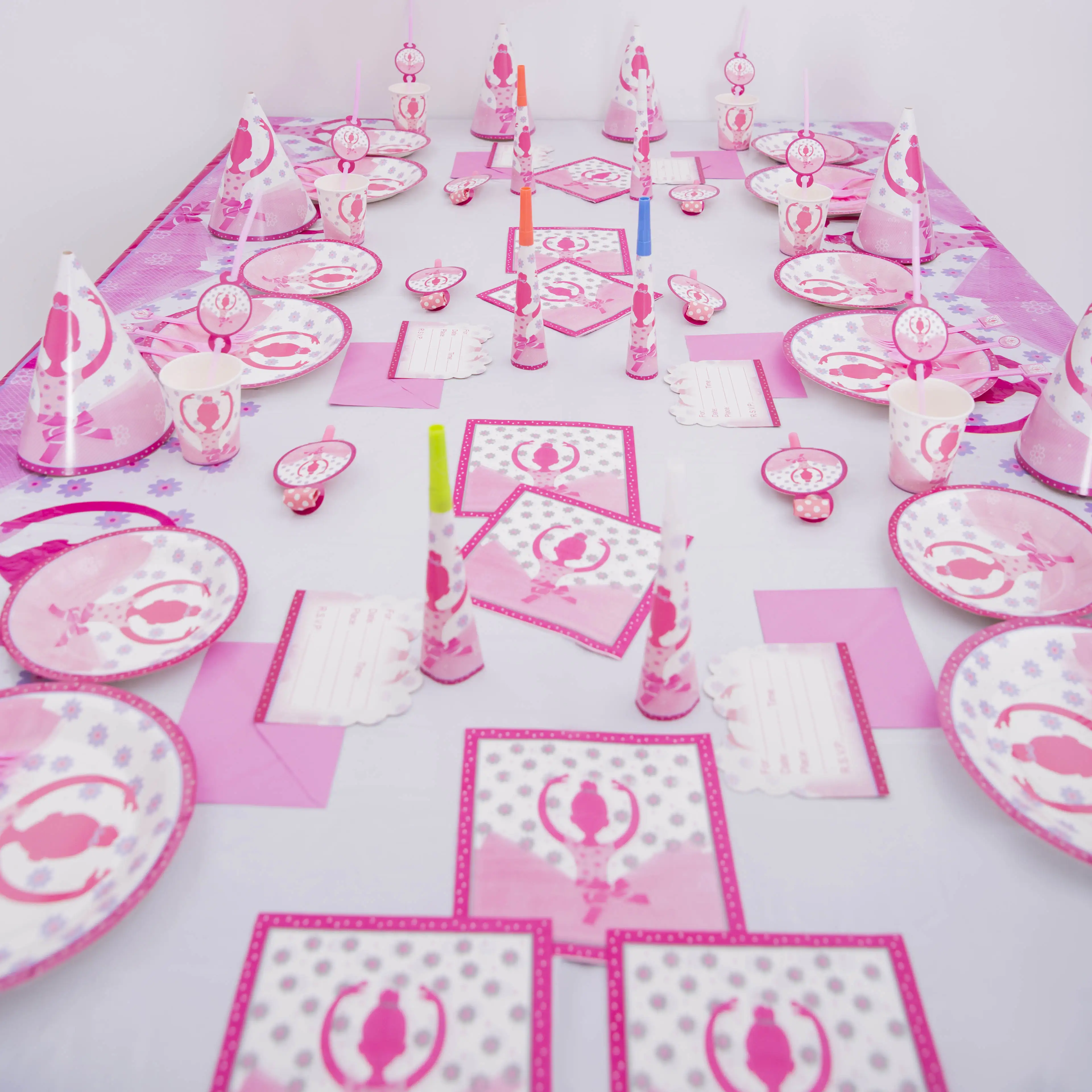 90 шт./компл. розовый балет для девочек на день рождения танцор набор столовых