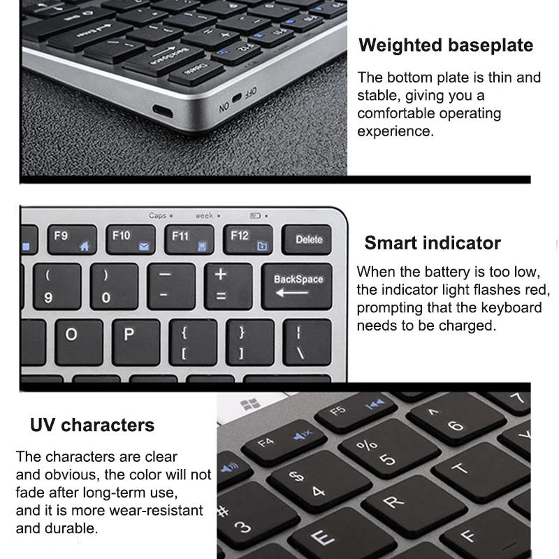 

Rechargeable Slim Wireless Keyboard Mouse Combo Silent Keys PC Keyboard and Mouse Set with Multimedia Mini Keyboard for Office