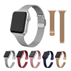 Тонкий Миланский ремешок для Apple Watch 384041 мм, браслет из нержавеющей стали для iwatch серии 7 SE6 5 4 3 42 мм 44 мм 45 мм