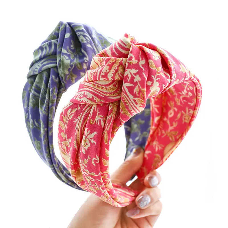 Винтажные женские резинки для волос с принтом аксессуары широким боковым узлом