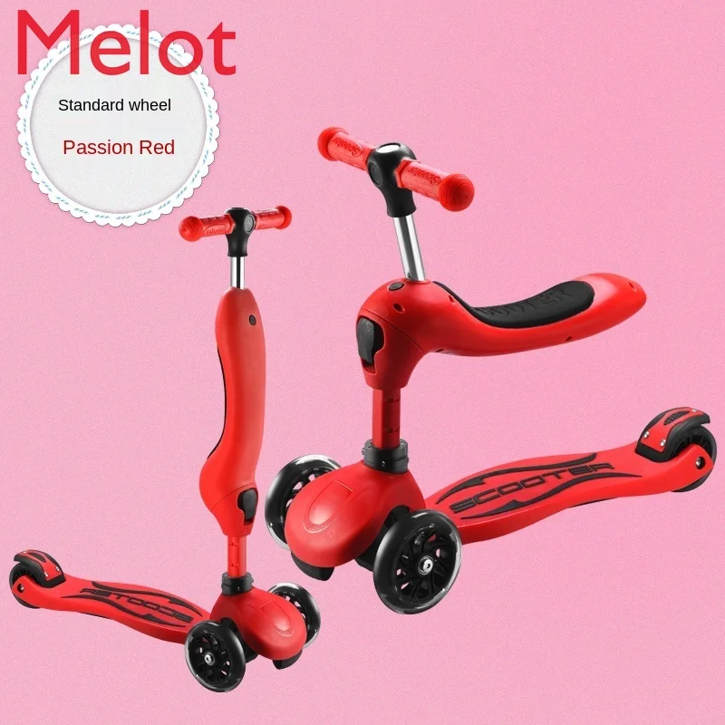 

Children's Scooter 3 Four-Wheel Seat 1-2-6-8 Years Old Walker Car Three-in-One Infants Baby Luge