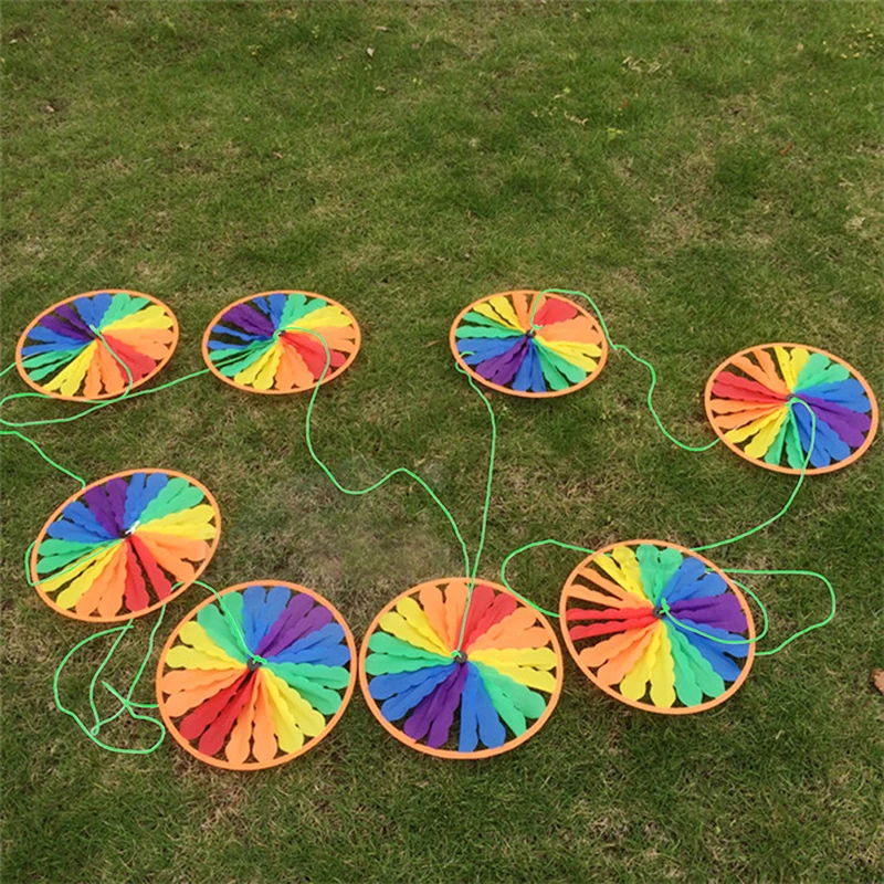 

2018 Rainbow Wheel Windmill Wind Spinner Whirligig Garden Funny Children Toys Drop shipping
