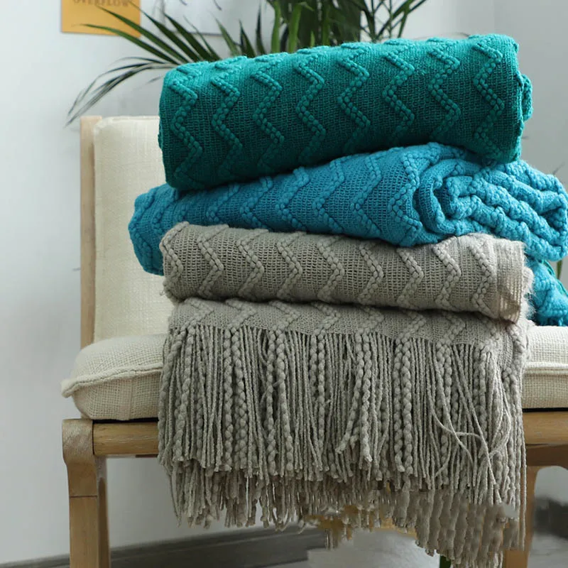 

Вязаное одеяло в скандинавском стиле, плед для кровати, дивана, путешествий, ТВ, плед, покрывало, мягкое полотенце, плед для кровати, гобелен