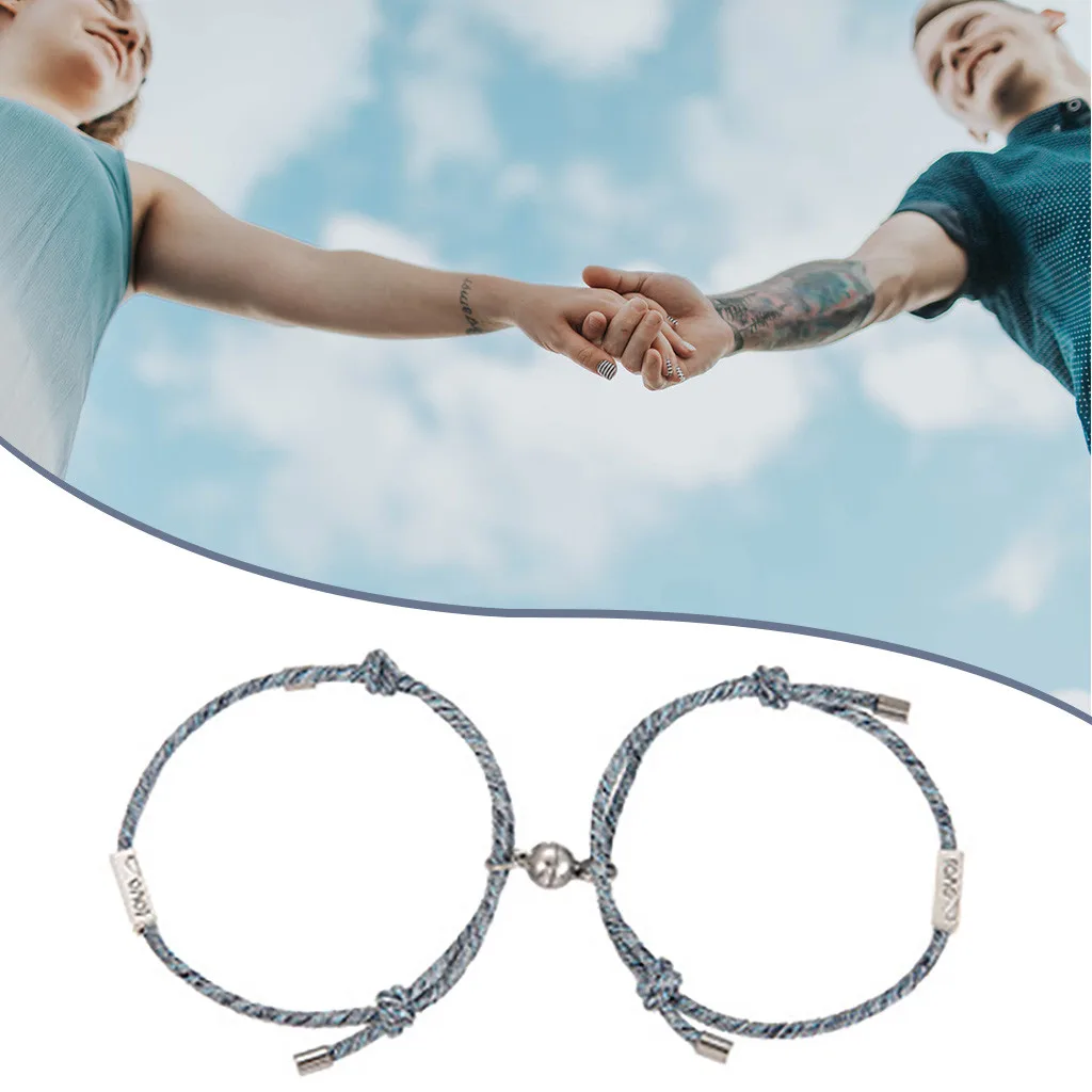 Магнитный удачи пара веревочный браслет торжественного любви сплава