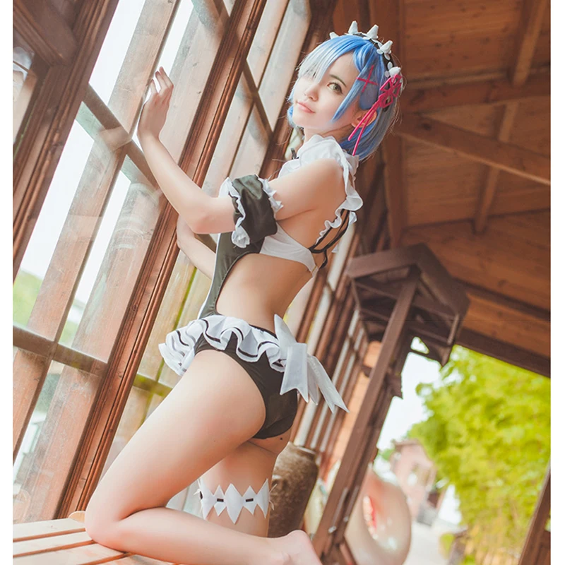 Аниме Re: Zero Ram Rem купальник цельный японский костюм горничной с открытой спиной