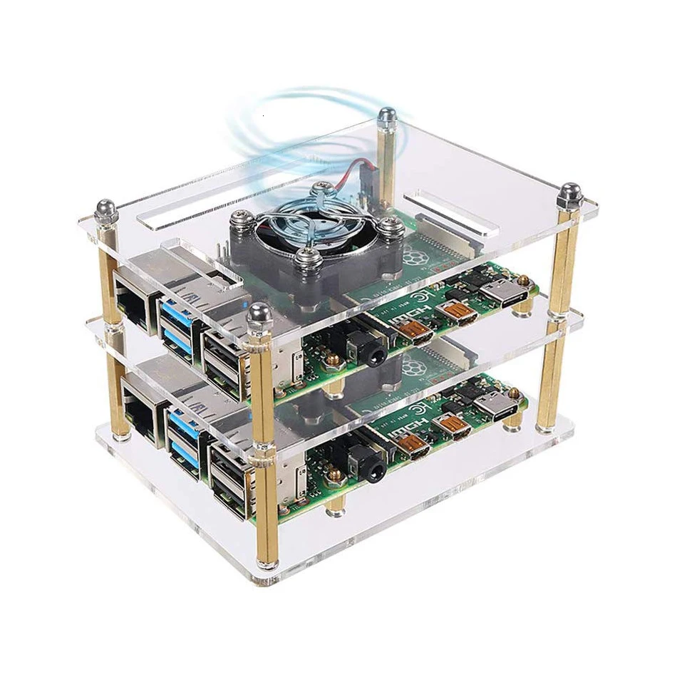 Raspberry Pi 4 B чехол, Raspberry Pi Rack кластерный чехол с охлаждающим вентилятором для Raspberry Pi 3 Model B+, Pi 2 Модель B, Pi B