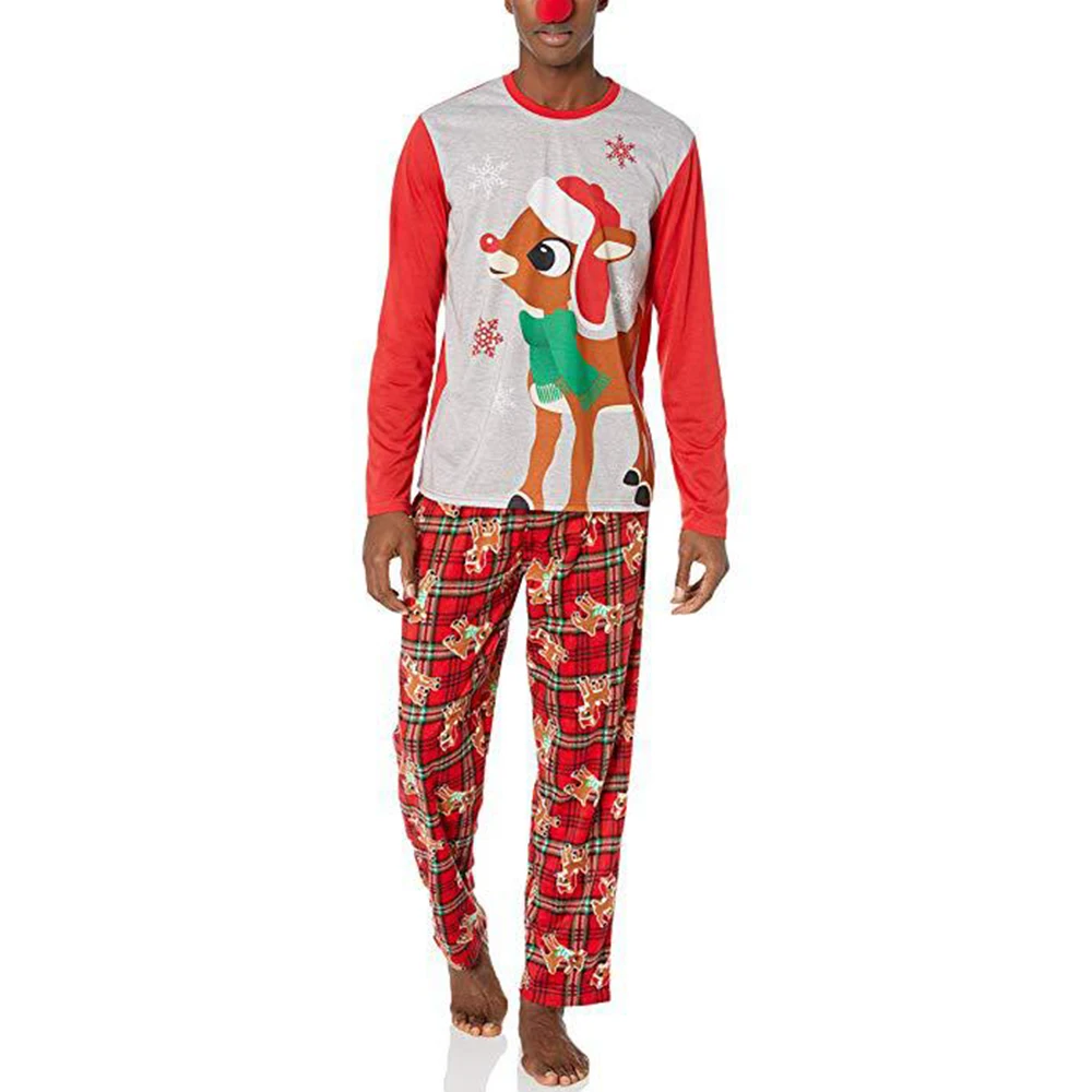 Одинаковые рождественские пижамы для всей семьи Мягкая футболка с длинными