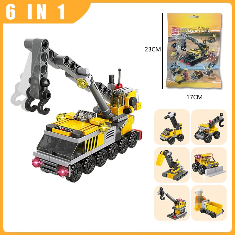 

City Construction Team Building Blocks Command Vehicle Engineer Truck Small Car Model Stacking Bricks Toys for Kid