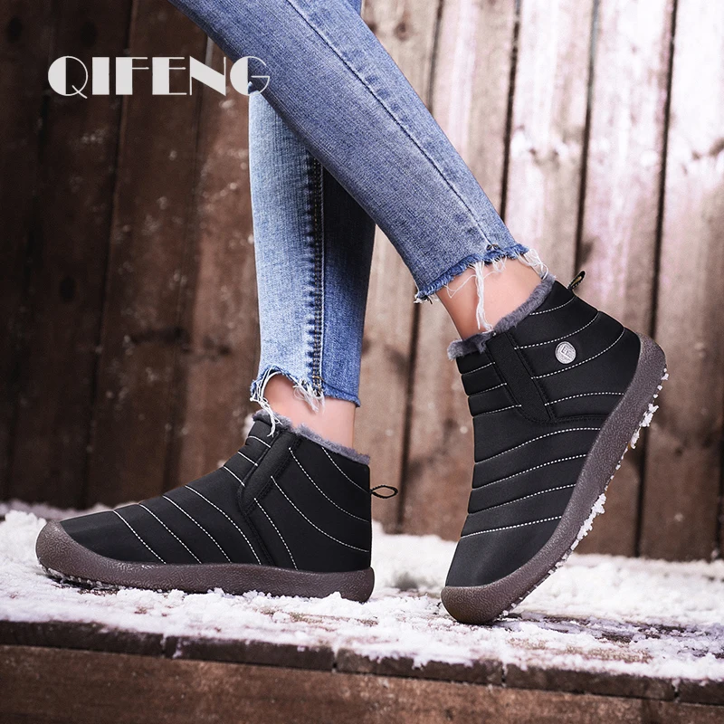 

Winter Waterproof Children Casual Shoes Boys Ankle Boots Toddler Girls 7-12y Warm Fur Snow Sneakers Student Sock Shoes Non-slip