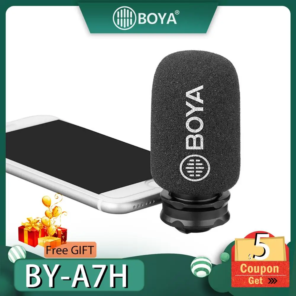 BOYA By A7H Mic 3 5 мм разъем телефонный микрофон Цифровой Стерео конденсаторный для