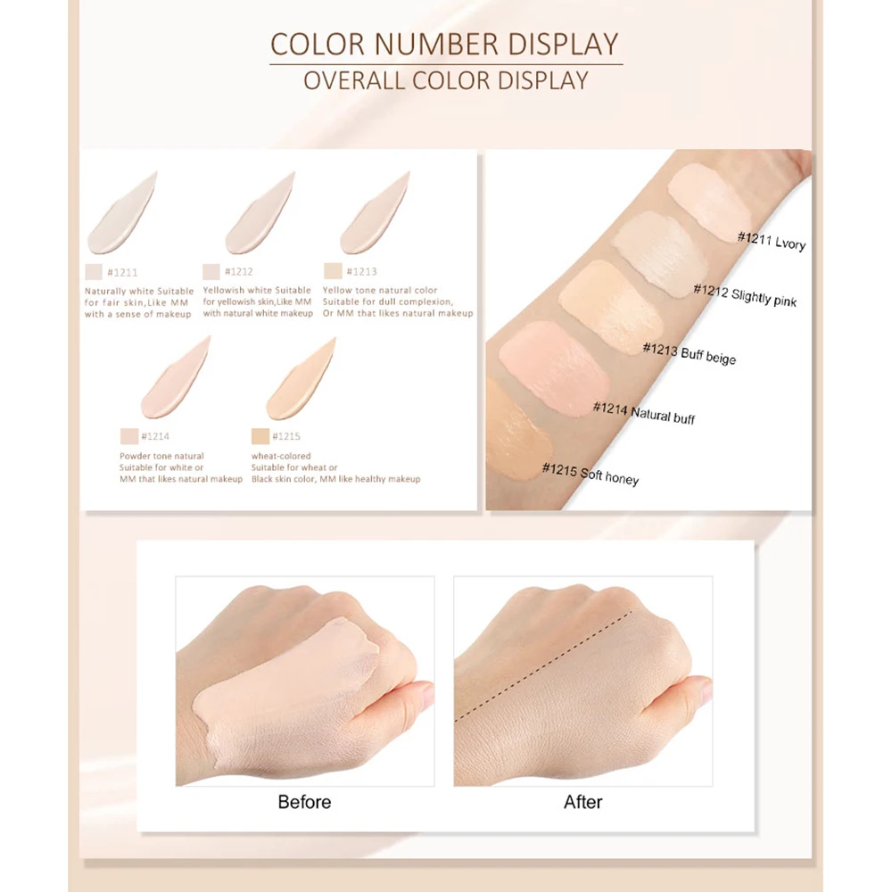 Manooby женский консилер тональный крем меняющий цвет теплый тон кожи основа для