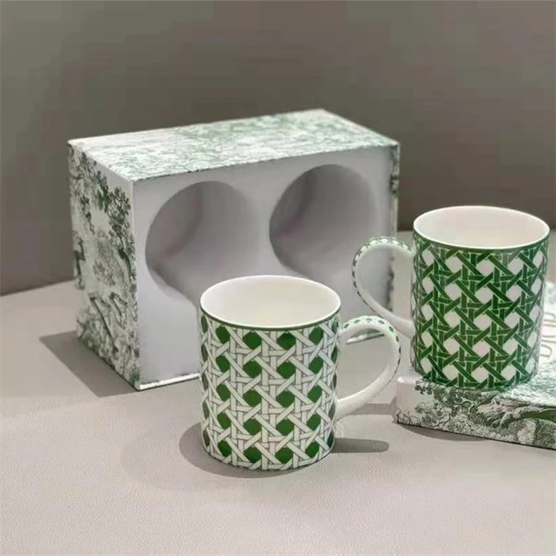 

350ML Ceramics Mugs Double Cups Set With Gift Box Bone China Porcelain Birthday Present For Tea Milk Coffee Water Useful Luxury