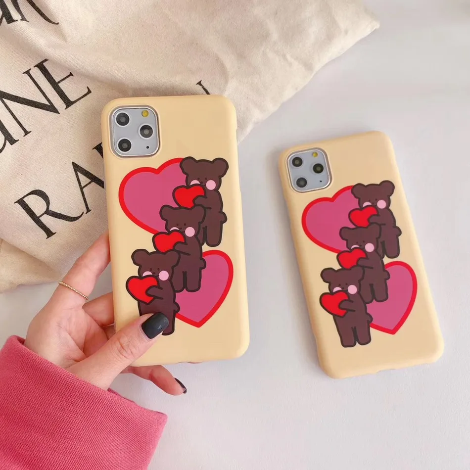 Мягкий ТПУ чехол для телефона iPhone 11 Pro Max силиконовый с милым любовным медведем