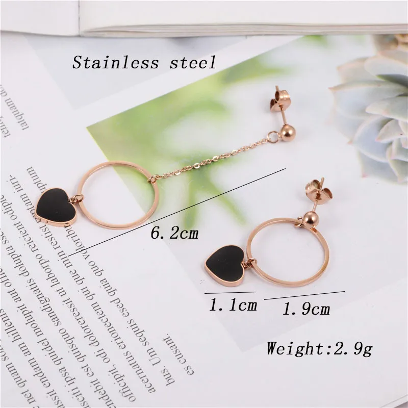 Женские Асимметричные сережки OUFEI из нержавеющей стали с сердечком ювелирные