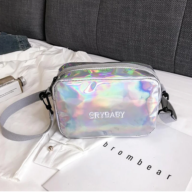 Голографический рюкзак, женский рюкзак "плакса", набор, школьная сумка, сумка через плечо, композитная сумка, клатч, сумка через плечо, школьная сумка