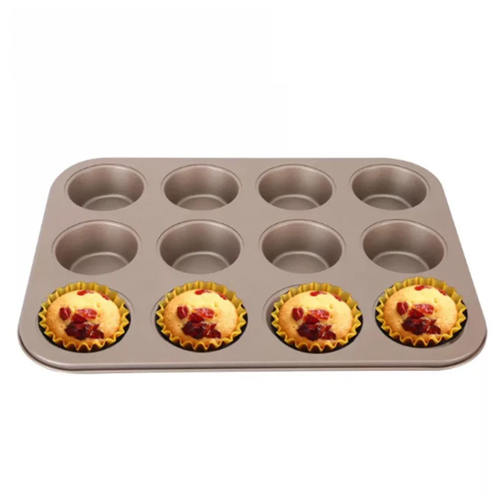 

12 Cups DIY Cupcake Baking Tray Tools Non-stick Steel Mold Baking Tray Dish Muffin Cake Mould Round Biscuit Pan Tools
