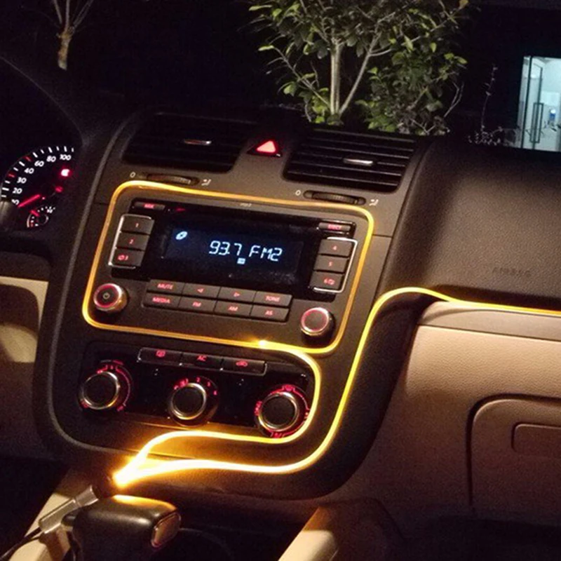 

Car Styling And Accessories 5/10/20m Colorful RGB Skirt Side Glow Fiber Optic Lights Bar 3.0mm Car Interior Beautiful Surface