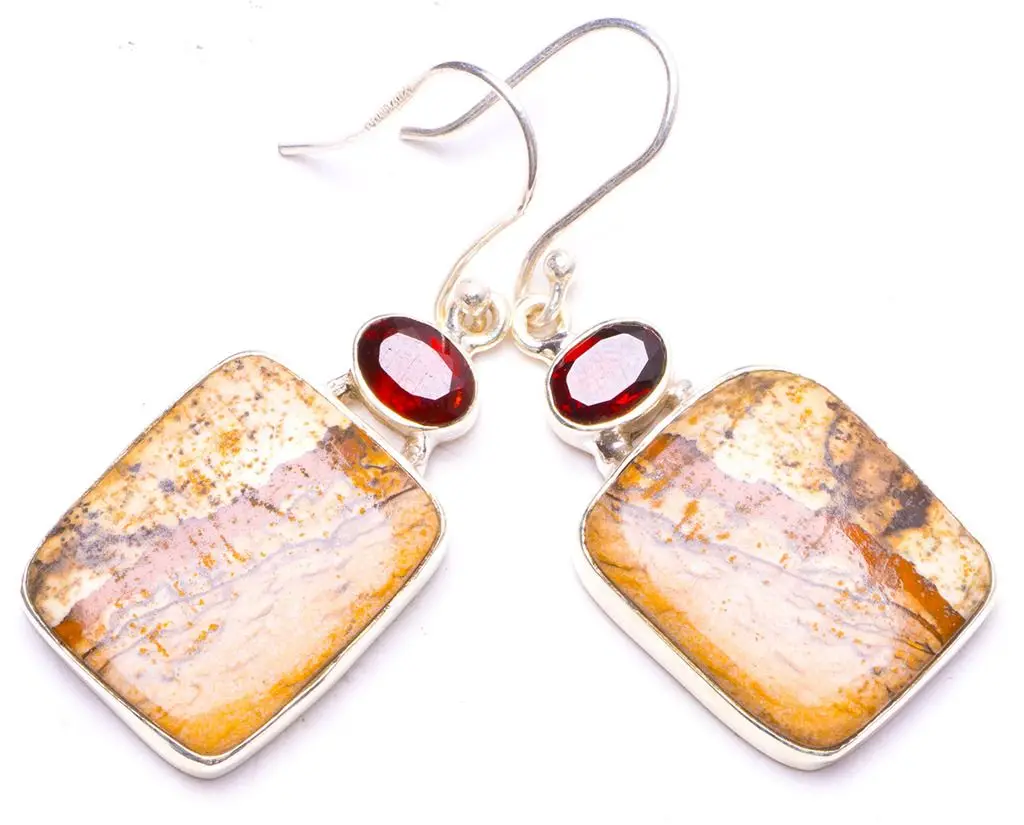 Натуральное изображение яшма и гранат ручной работы Уникальные 925 пробы