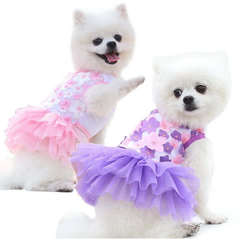 

Peach Skirt Dog Skirt Clothes For Pets Pet Skirt Spring And Summer Skirt Pet's Small and Medium Dog Peach Blossom Dress Cotton