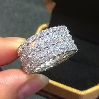 luxury 925 sterling silver jewelry brand marquise cut simulated diamond painting full cz engagement wedding rings for women