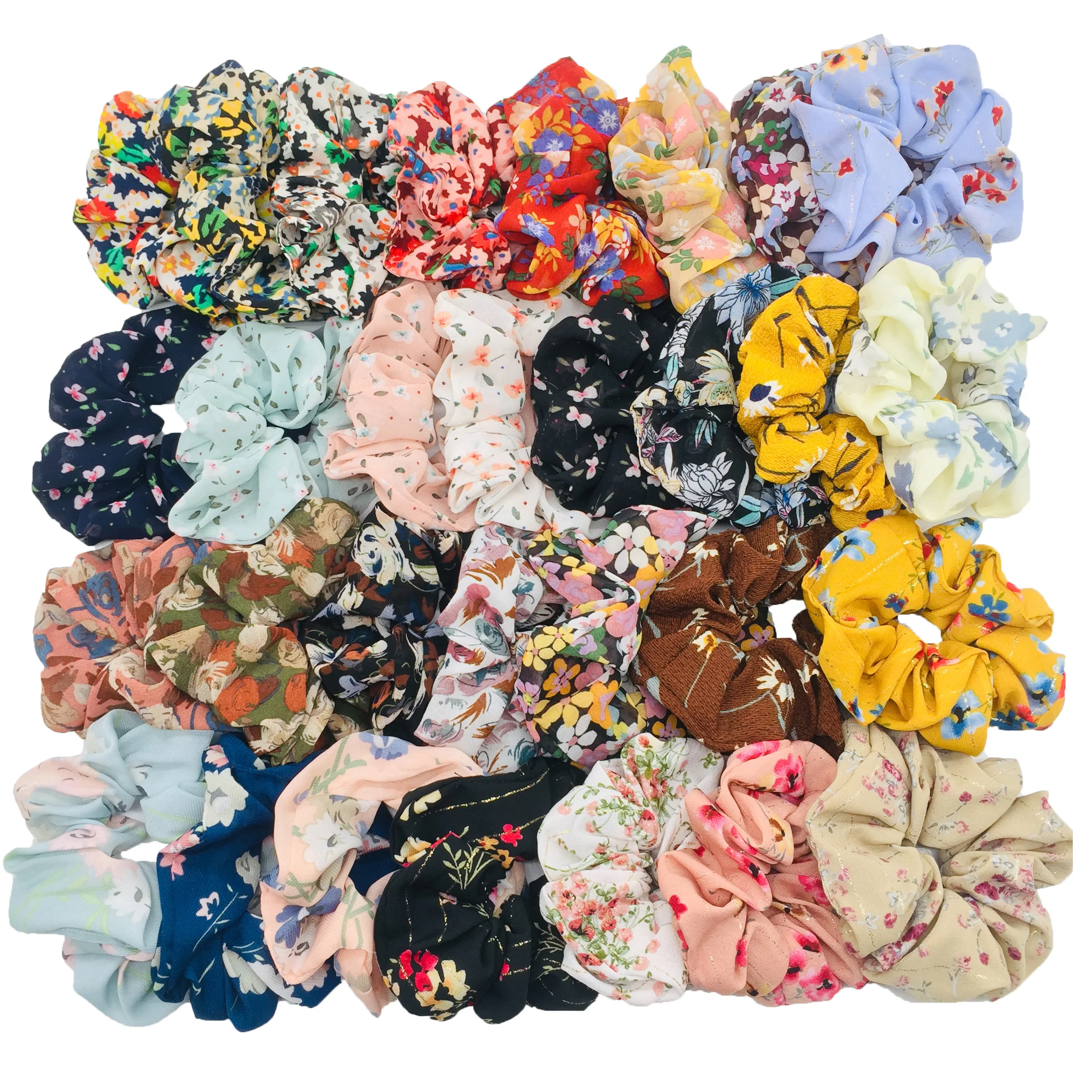 

50/30pcs Hair Scrunchies Pack Elastic Velvet headwear Scrunchy lot Ties Chiffon Women Girls Accessories Organza shinny solid